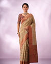 Mohey Women Cream Silk Saree with Zari and Sequin Work