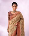 Mohey Women Cream Silk Saree with Zari and Sequin Work