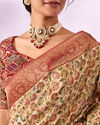 Mohey Women Cream Silk Saree with Zari and Sequin Work