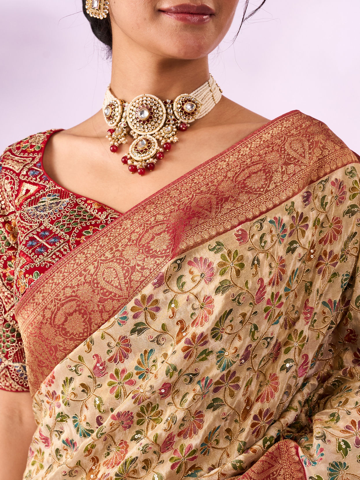 Mohey Women Cream Silk Saree with Zari and Sequin Work