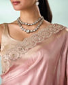Mohey Women Pink Art Silk Saree with Hand Embroidery