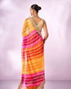 Mohey Women Orange Chiffon Saree with Zari Print