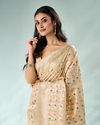 Mohey Women Cream Silk Saree with Weave
