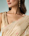 Mohey Women Cream Silk Saree with Weave