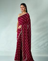 Mohey Women Wine Silk Saree with Print and Stone Work