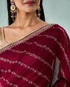 Mohey Women Wine Silk Saree with Print and Stone Work