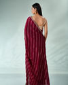 Mohey Women Wine Silk Saree with Print and Stone Work