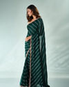 Mohey Women Bottle Green Art Silk Saree with Print and Stone Work