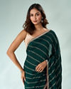Mohey Women Bottle Green Art Silk Saree with Print and Stone Work