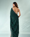 Mohey Women Bottle Green Art Silk Saree with Print and Stone Work