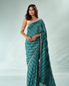 Mohey Women Sea Green Art Silk Saree with Print & Stone Work