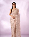 Mohey Women Cream Organza Saree with Cutdana Work