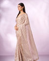 Mohey Women Cream Organza Saree with Cutdana Work