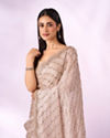 Mohey Women Cream Organza Saree with Cutdana Work
