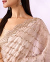 Mohey Women Cream Organza Saree with Cutdana Work