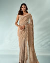 Mohey Women Fawn Organza Saree with Stone Work
