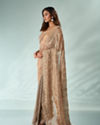 Mohey Women Fawn Organza Saree with Stone Work