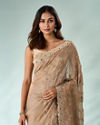 Mohey Women Fawn Organza Saree with Stone Work