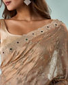 Mohey Women Fawn Organza Saree with Stone Work