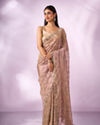 Mohey Women Purple Organza Saree with Stone Work