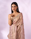 Mohey Women Purple Organza Saree with Stone Work