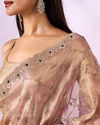 Mohey Women Purple Organza Saree with Stone Work