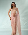 Mohey Women Light Pink Organza Saree with Cutdana Work
