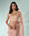 Mohey Women Light Pink Organza Saree with Cutdana Work