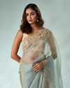 Mohey Women Sea Green Organza Saree with Cutdana Work