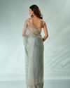 Mohey Women Sea Green Organza Saree with Cutdana Work