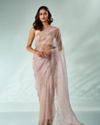 Mohey Women Purple Organza Saree with Stone Work