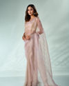 Mohey Women Purple Organza Saree with Stone Work