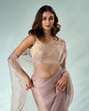 Mohey Women Purple Organza Saree with Stone Work