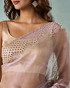 Mohey Women Purple Organza Saree with Stone Work