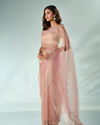 Mohey Women Pink Organza Saree with Stone Work