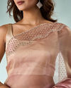 Mohey Women Pink Organza Saree with Stone Work