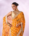 Mohey Women Mustard Yellow Georgette Saree with Zari Print