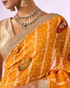 Mohey Women Mustard Yellow Georgette Saree with Zari Print