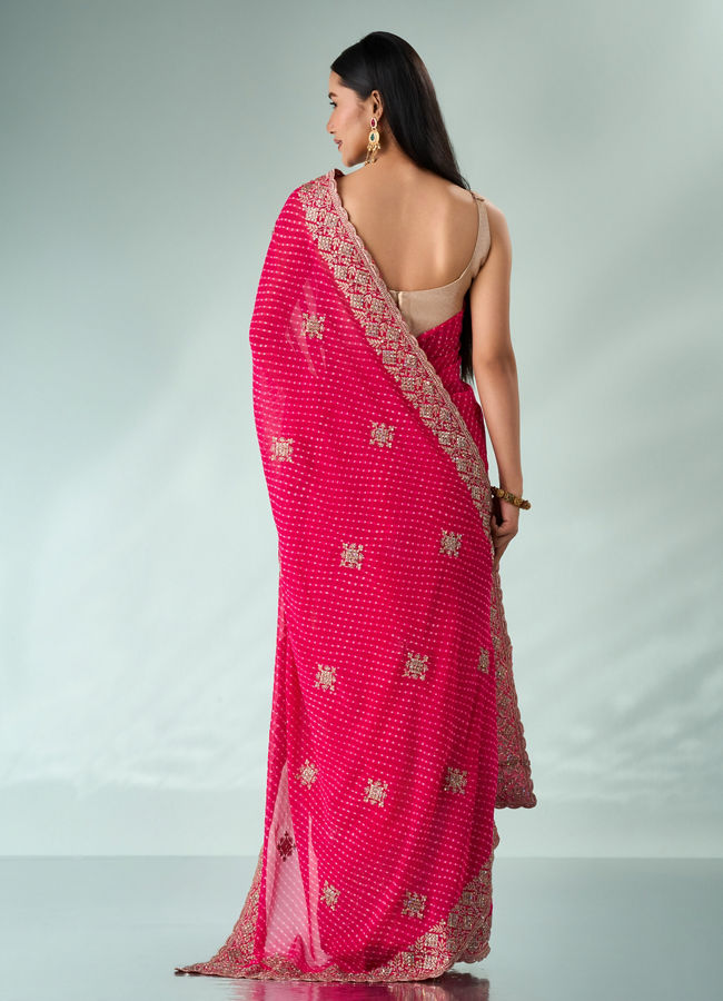 Mohey Women Pink Georgette Saree with Cutdana and Sequin Work