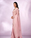 Mohey Women Light Pink Organza Saree with Print and Stone Work
