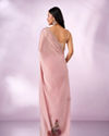 Mohey Women Light Pink Organza Saree with Print and Stone Work