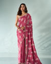 Mohey Women Dusty Pink Silk Saree with Print and Stone Work