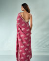 Mohey Women Dusty Pink Silk Saree with Print and Stone Work