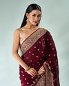 Mohey Women Wine Art Silk Saree with Stone Work