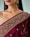 Mohey Women Wine Art Silk Saree with Stone Work