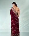 Mohey Women Wine Art Silk Saree with Stone Work