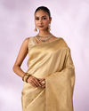 Mohey Women Cream Silk Banarasi Saree with Weave Design