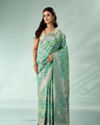 Mohey Women Sea Green Silk Saree with Weave Design