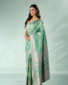 Mohey Women Sea Green Silk Saree with Weave Design