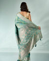 Mohey Women Sea Green Silk Saree with Weave Design